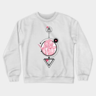 Iris flower, graphic drawing, sketch with geometric details Crewneck Sweatshirt